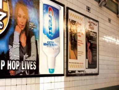 crest whitener on dirty subway walls