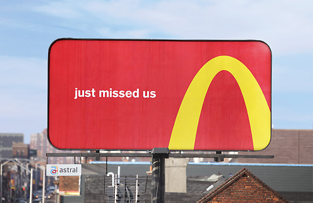 directional billboard mcdonalds uturn