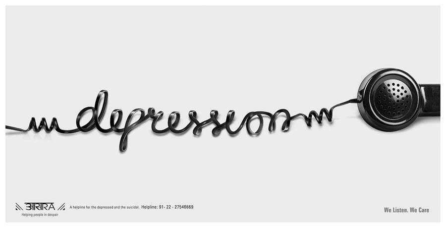 visual typography depression hotline adver